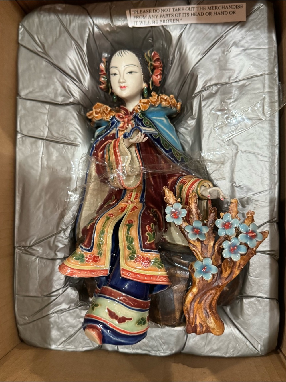 New Hand-Painted Multicolor Ceramic Figure Wall Art - Floral Robed Woman